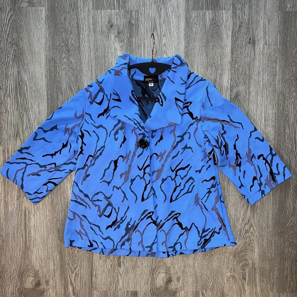 Andria Lieu￼ Jacket Woman’s Medium Usa Blue Lady Chic Classic Grannycore